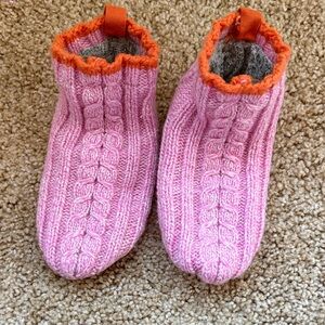 Bombas Cozy Pink and Orange Kids Knit Slippers